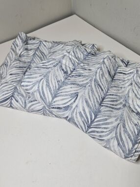 West Elm Blue Vines Cotton Curtains Drapes Set Of 2 Two,  48× 84" Blue White